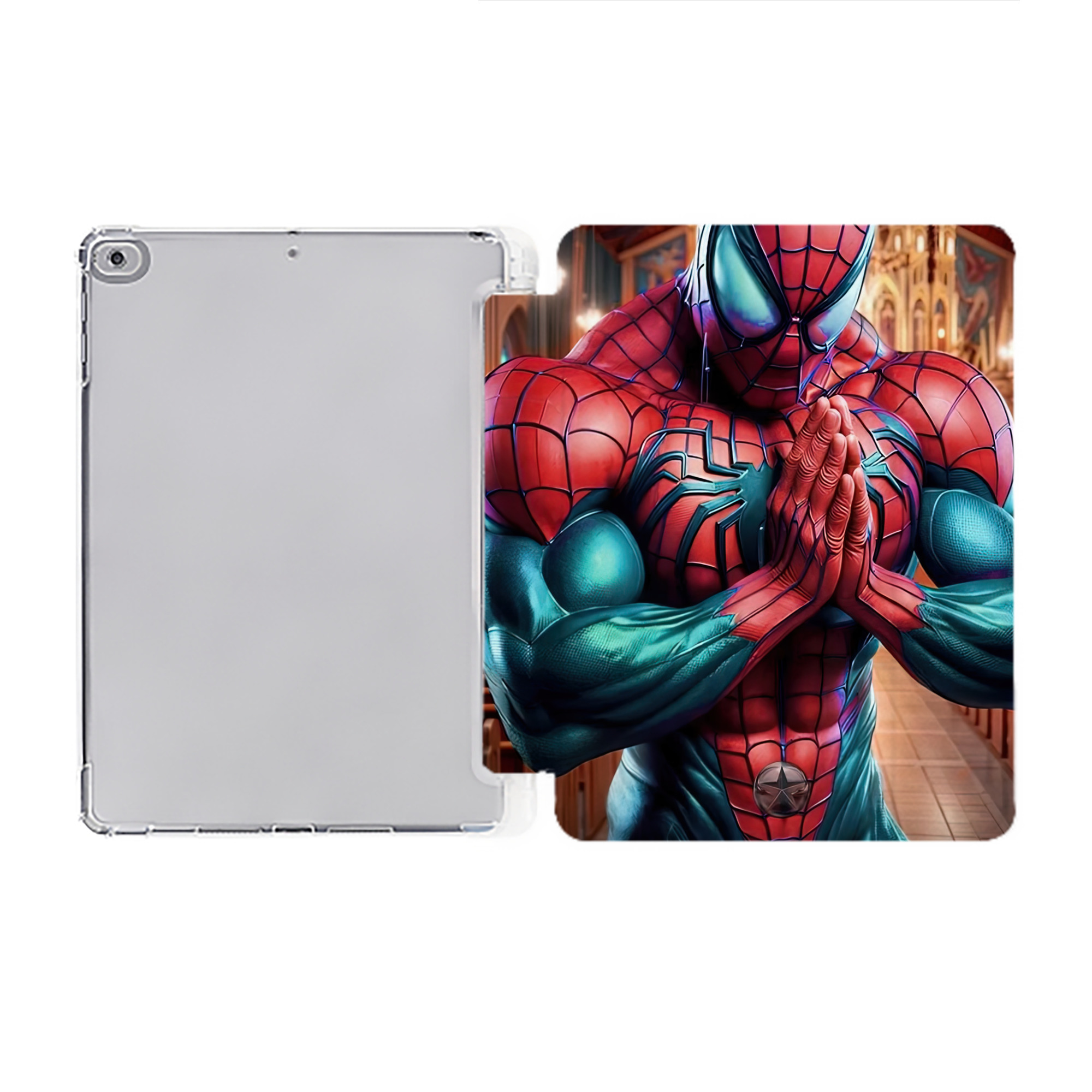（画像用） Spider Man スパイダーマン IPad ケース ペン収納付き 三つ折りスタンド PUレザー×シリコン 対応機種9.5/10.5/10.9インチ